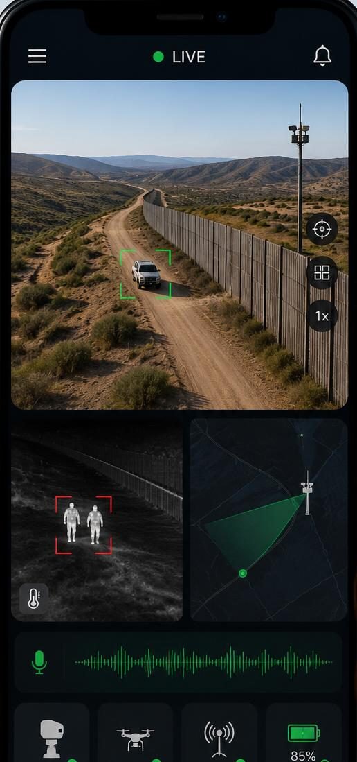 Barandiko command and control mobile interface with live detection feeds